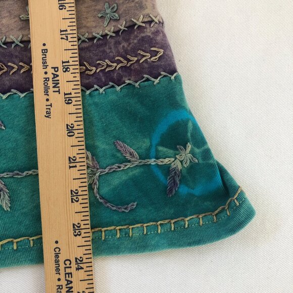 Vintage Y2K Cami Tank Top Tie Dye XL Floral Embroidery Boho Hippie Festival - Picture 5 of 5